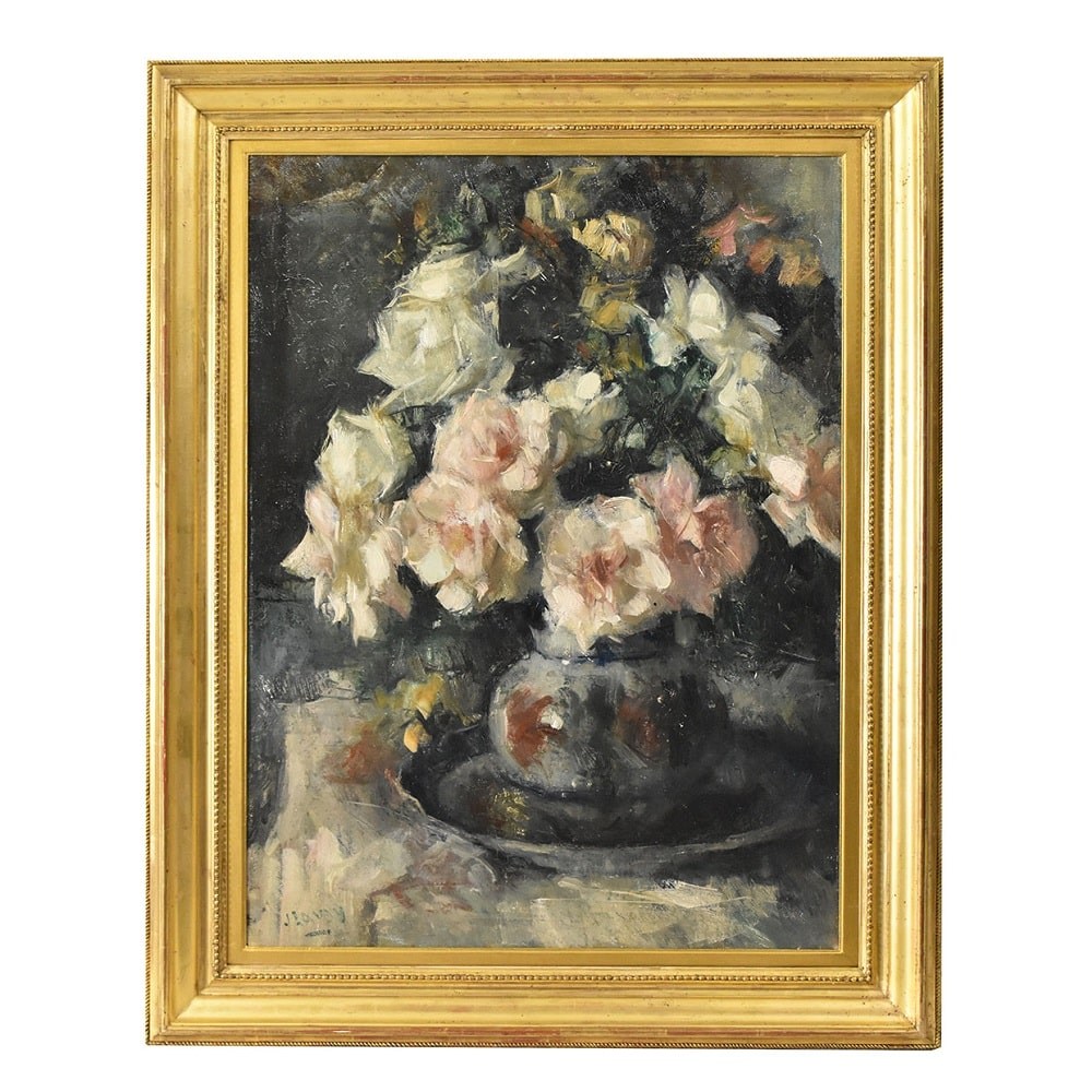 QF614 1 antique roses floral painting flower oil painting still life art deco.jpg